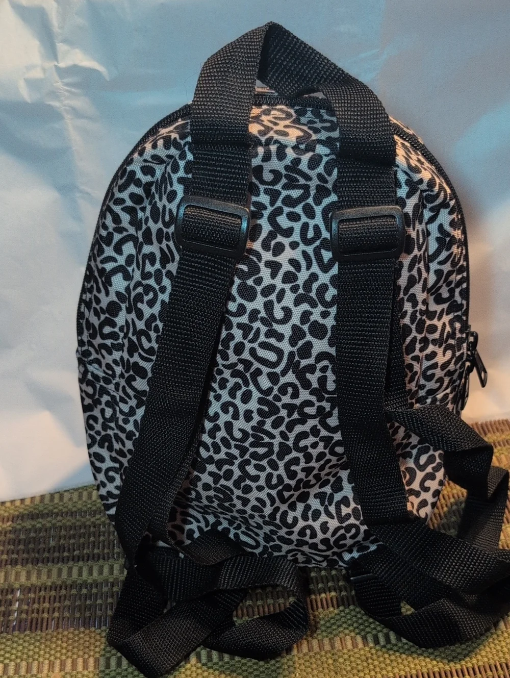 Vans Mini Backpack in Black and White Leopard